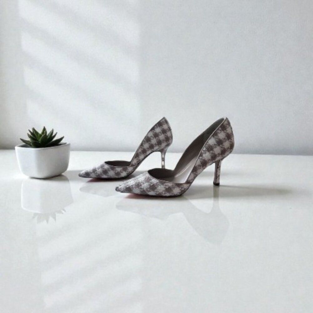 Ann Taylor Checkered Heels - Gray and White